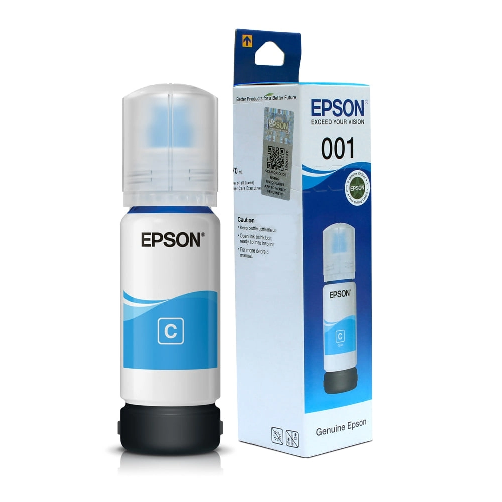 00120Cyan.webp Epson 001 Cyan Genuine Inkjet Ink Bottle 70ml - Image 1