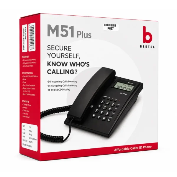 Beetel Wired Telephone Set (Black) M51 Plus