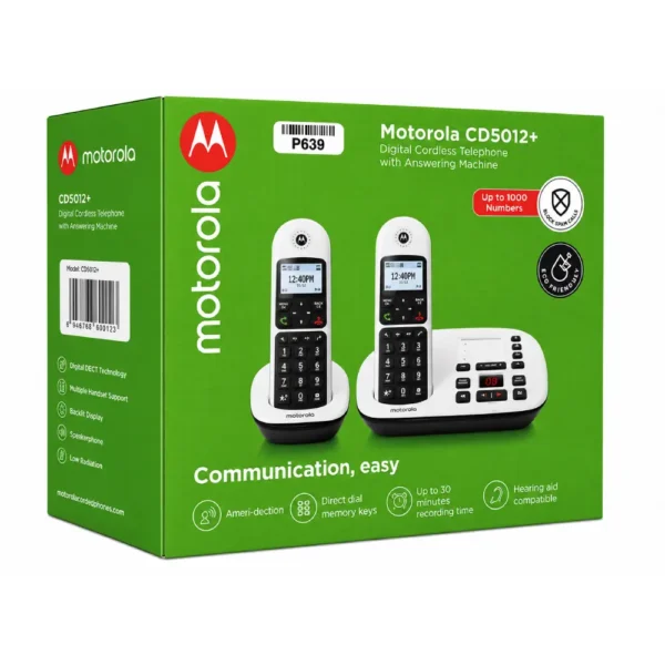 Motorola Wireless Telephone Set with answering Machine (2-Handset) CD5012+