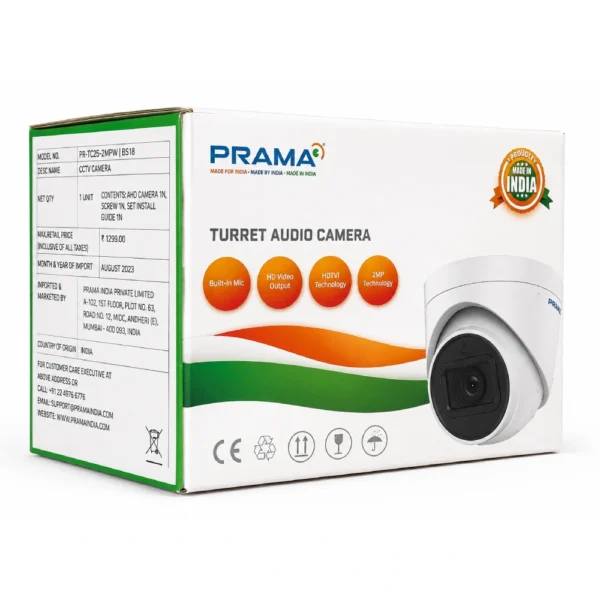 Prama 2MP HD Dome Camera 3.6mm (HTD702E-NTPF(M))