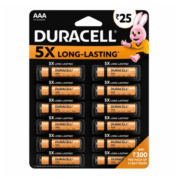 Duracell AAA Alkaline Battery Long Lasting (Pack of 12)
