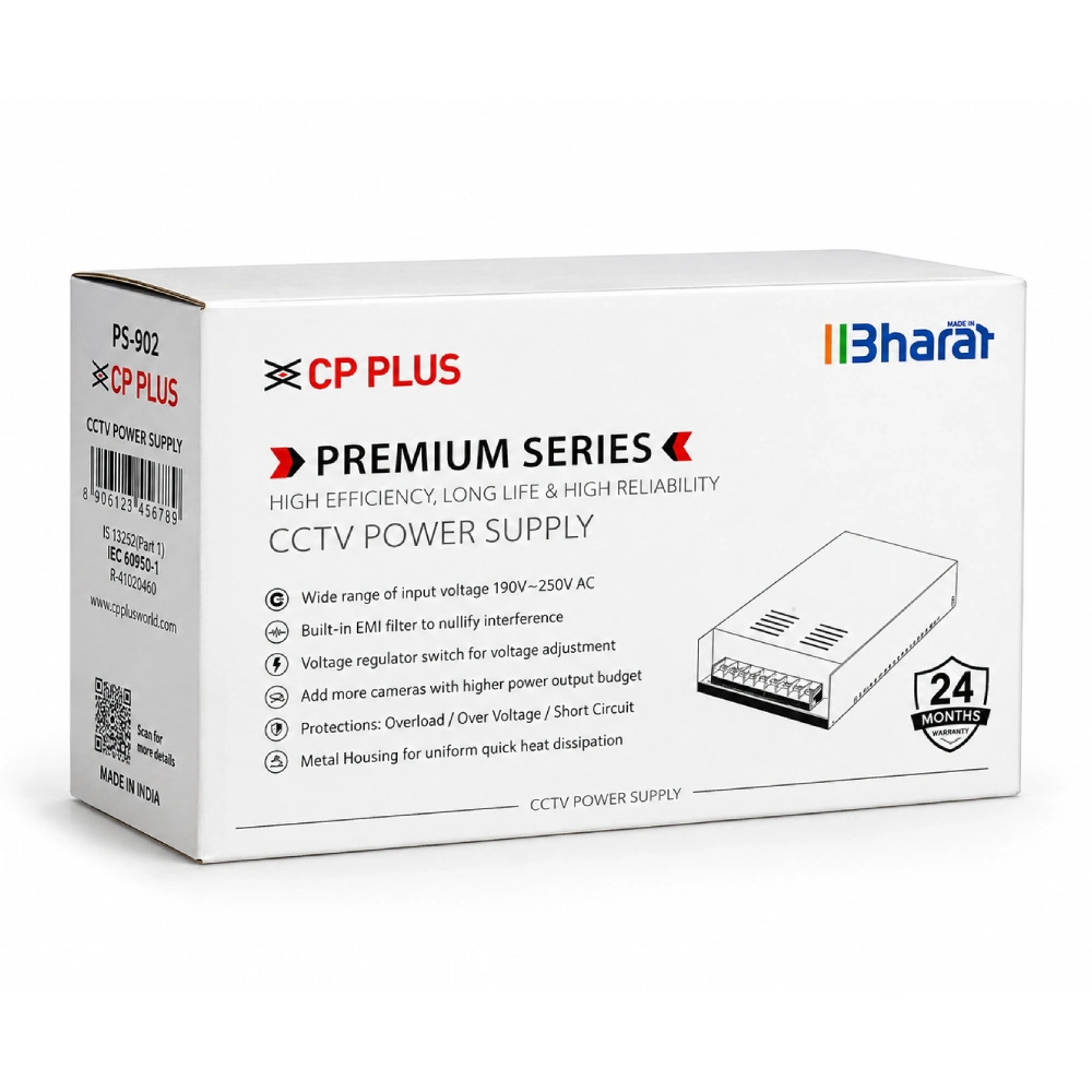98c24eb7-9158-4bbf-a5f1-b9845182244e.webp CP-Plus CCTV Power Supply Premium 4ch Metal 12v/5a (MD50P) - Image 1