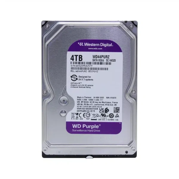 WD Surveillance Hard Disk 4TB Purple SATA 3.5 Inch
