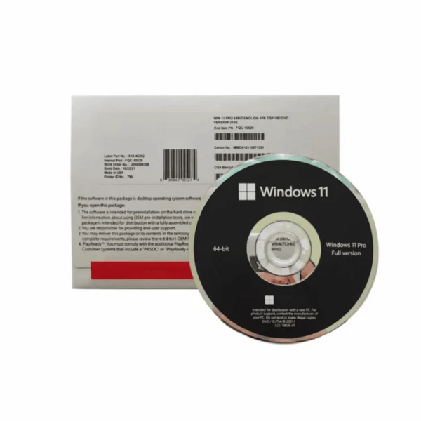 Microsoft Windows 11 Pro 64 Bit OEI DVD