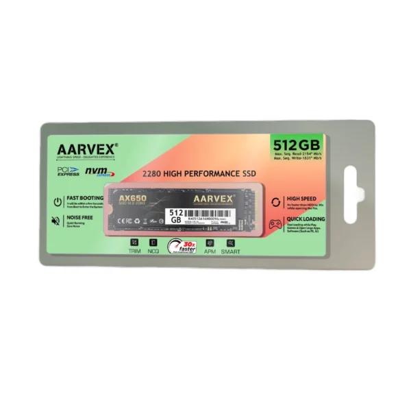 Aarvex Internal SSD 512GB NVMe 2280 (AX650)
