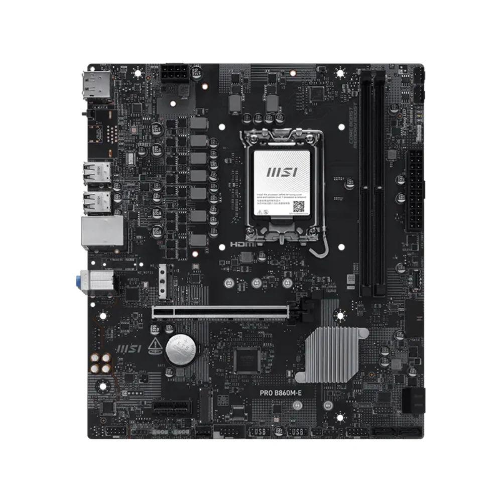 dcdd44a5-b776-48f3-96ee-c57393ac2145.webp MSI Motherboard PRO B860M-E DDR5 For Intel Ultra Processors - Image 1