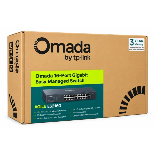 TP-Link Omada 16 Port Gigabit Easy Managed LAN Switch Rackmount (ES216G)