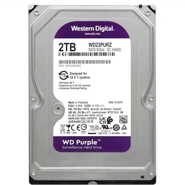 WD Surveillance Hard Disk 2TB PURPLE SATA 3.5 Inch